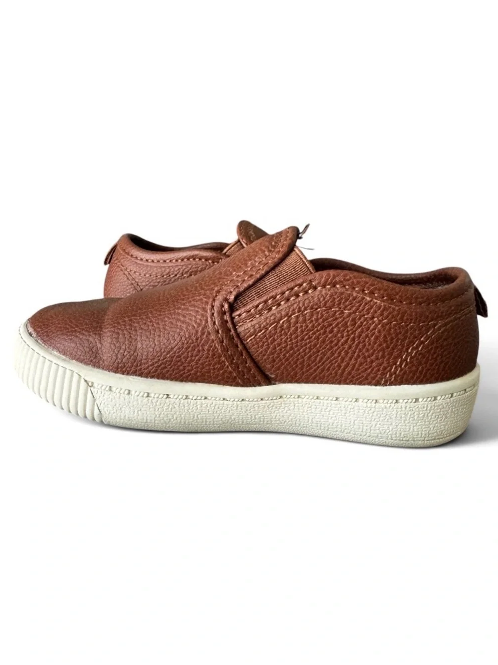 Carter's Ricky Toddler Boys Brown Faux Leather Slip On Sneakers Shoes GUC Size 8